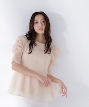 シアーペプラムブラウス半袖