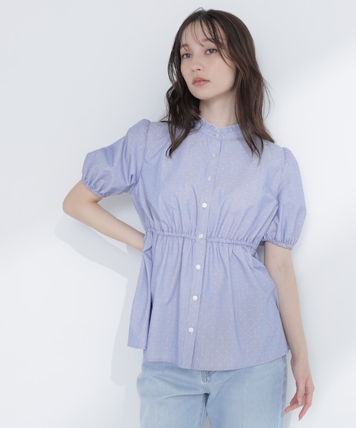 ストライプドビードットブラウス