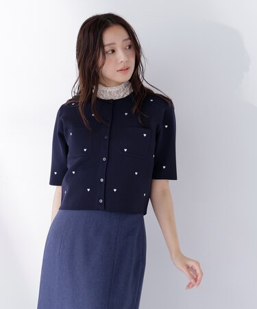 ハート刺繍ニットジャケット