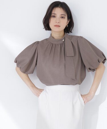 リネンライクサイドタイブラウス
