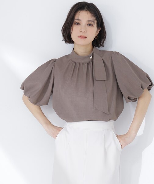 リネンライクサイドタイブラウス