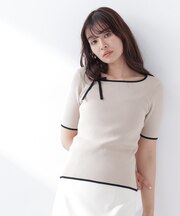 リボンパイピングニット