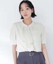ラッフルボウタイブラウス半袖