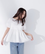 ドロストギャザースリーブブラウス