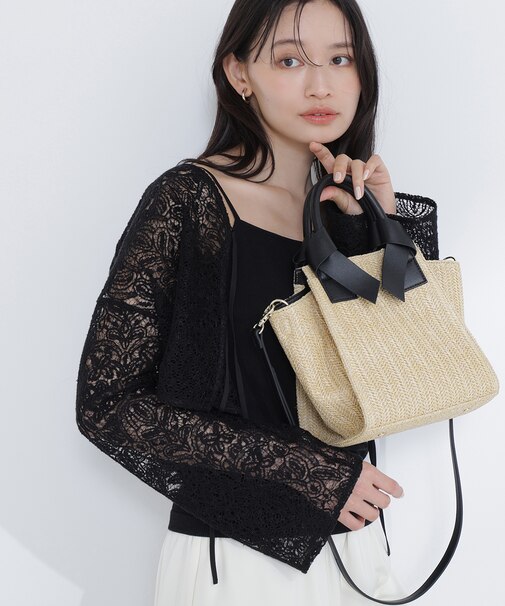 PPリボンハンドルトートバッグ