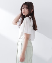 楊柳フレアスリーブブラウス