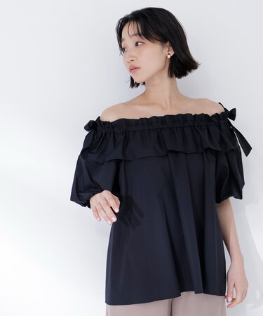 ショルダーリボンブラウス