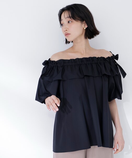 ショルダーリボンブラウス