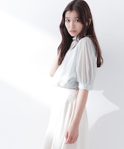 ハイネックシアースリーブブラウス半袖