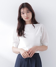 透かし編みスリーブニット