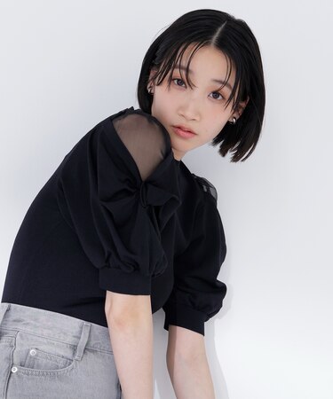 シアーツイストスリーブニット