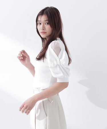 シアーツイストスリーブニット