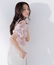 シアーツイストスリーブニット