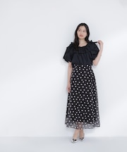 メッシュドットフレアスカート