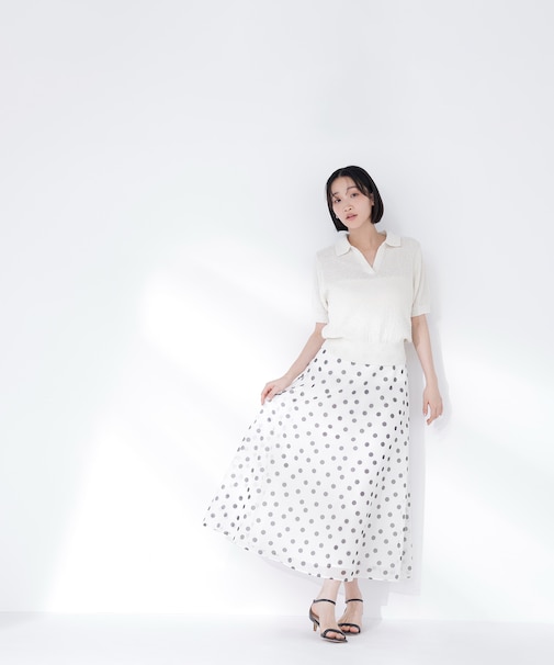 メッシュドットフレアスカート