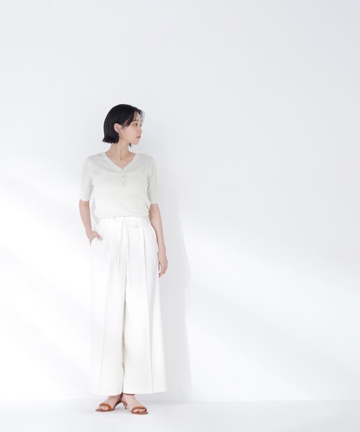 ナローリボンタックワイドパンツ