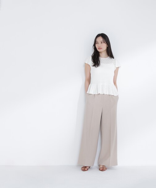 ナローリボンタックワイドパンツ