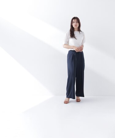 ナローリボンタックワイドパンツ
