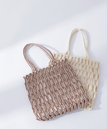 バイカラーマクラメトートバッグ