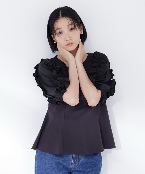 フリルスリーブドッキングカットソー