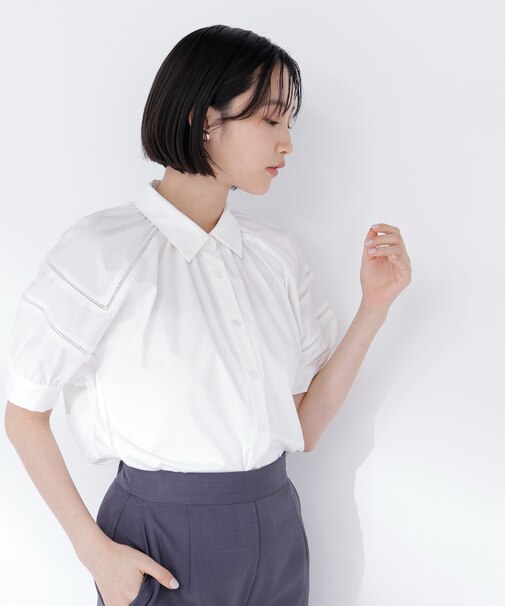 パフスリーブレースブラウス
