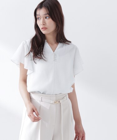 シアーストライプブラウス