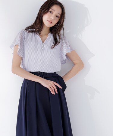 シアーストライプブラウス