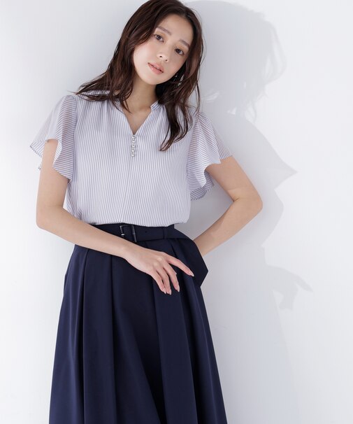 シアーストライプブラウス