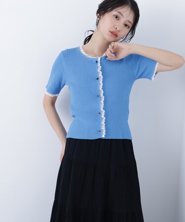 〈N.〉レーストリムニットカーディガン