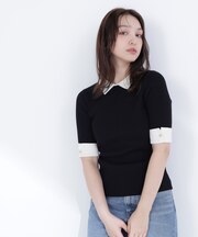 襟付きリブベーシックニット半袖