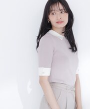 襟付きリブベーシックニット半袖