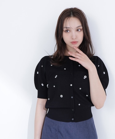 フラワービーズカーディガン