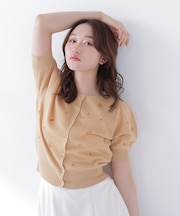 フラワービーズカーディガン