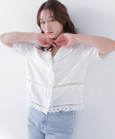 レーストリンミングシャツ