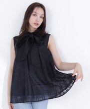 シアーチェックブラウス