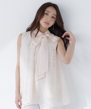 シアーチェックブラウス