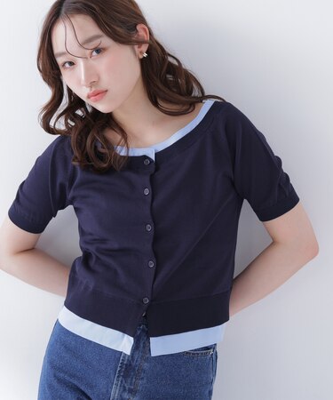 シャツドッキングボートネックニット