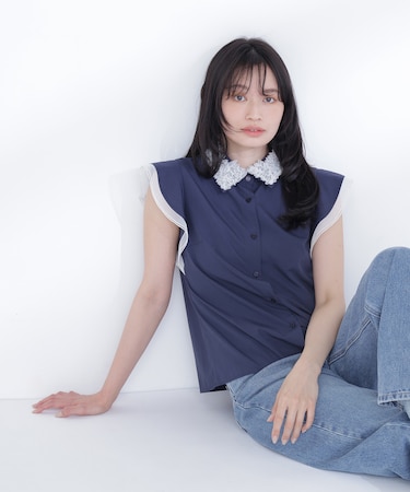 チュールカラーシャツ