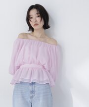 ボリュームギャザーペプラムブラウス