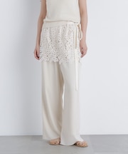 レースレイヤード楊柳パンツ