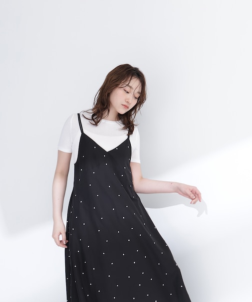 スクエアドットキャミワンピース