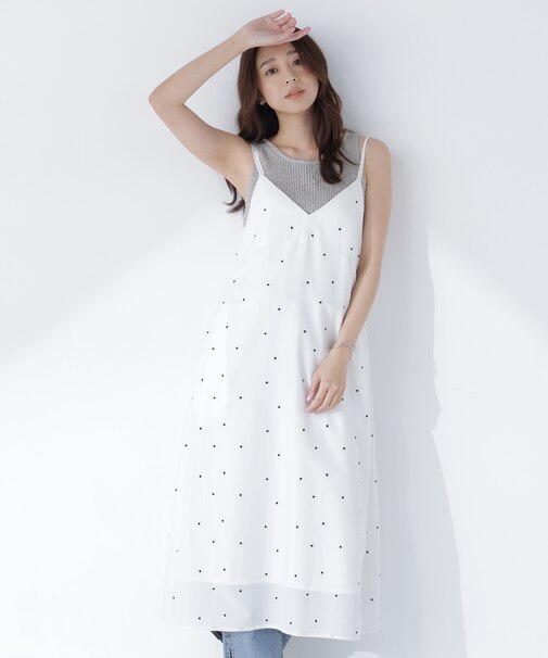 スクエアドットキャミワンピース
