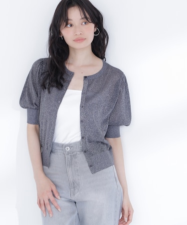 ハーフスリーブラメカーディガン