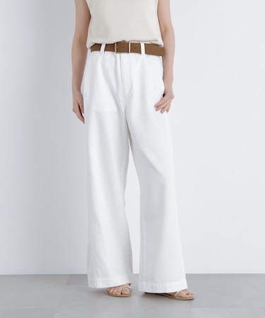 コットンブレンドワイドパンツ