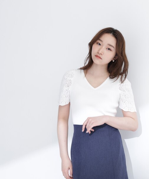 柄編みスリーブニット