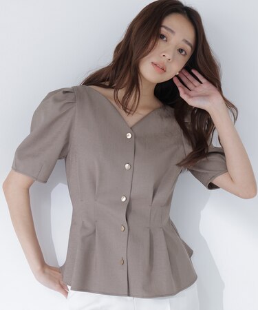 ウエストタックブラウス