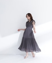 フリルショルダー楊柳ワンピース