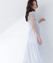 フリルショルダー楊柳ワンピース