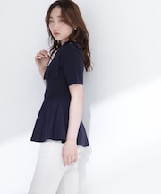 サイドリボンペプラムニット