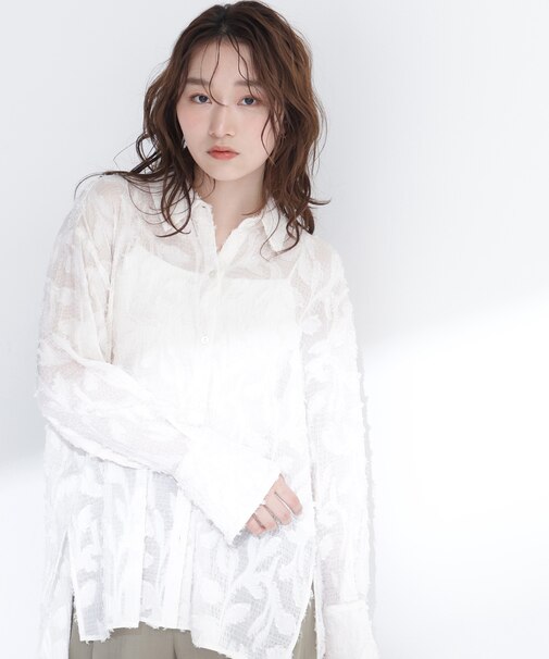 カットジャガードシアーシャツ